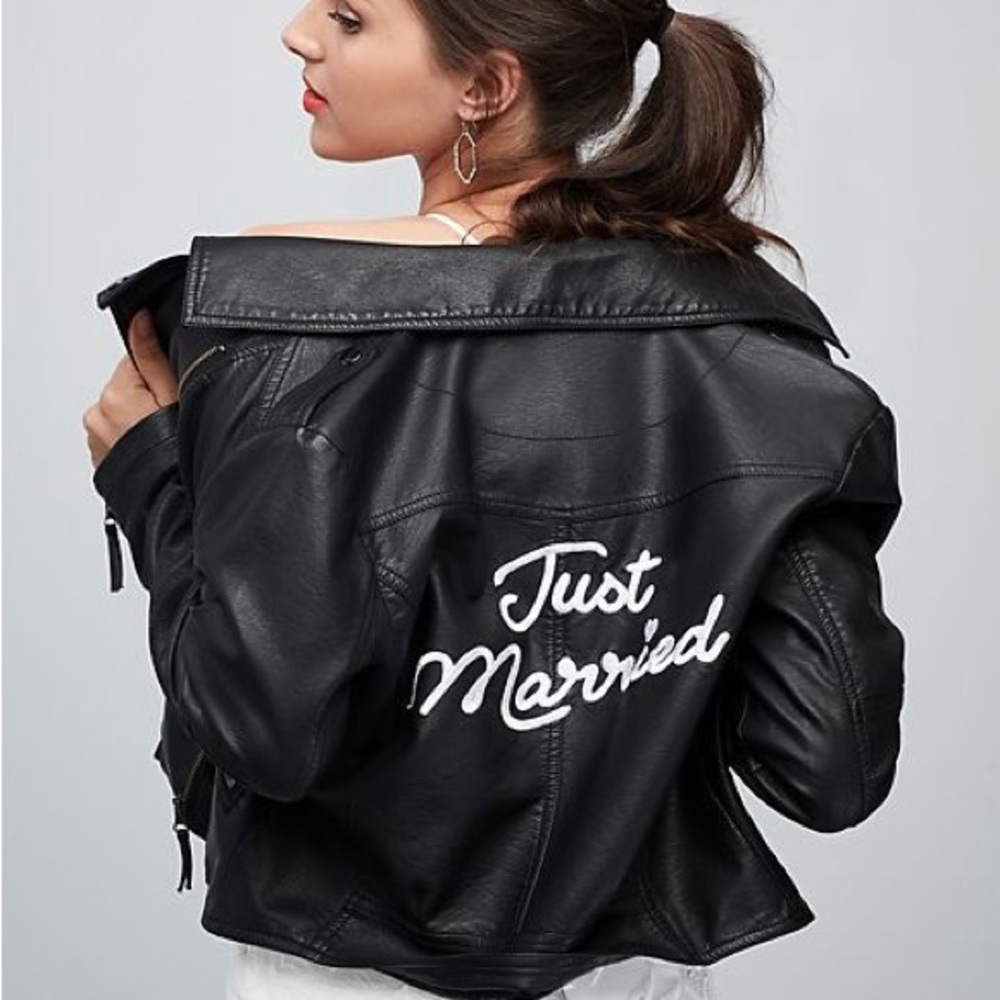Just Married faux leather jacet size medium